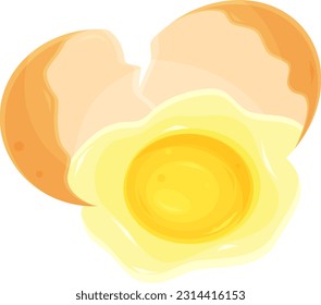 ilustración del vector de color de un huevo roto, nutrición adecuada, huevos fritos, huevo de pollo, cáscara de huevo