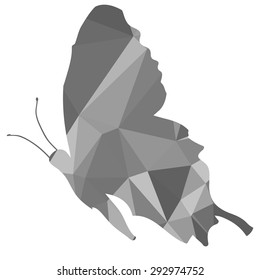 Color vector illustration butterfly low poly style.