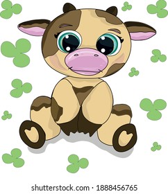 Color vector illustration of a cartoon bull