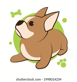 Color vector illustration cartoon on a white background of a cute French Bulldog.