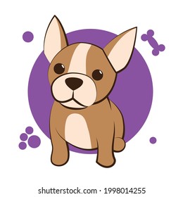 Color vector illustration cartoon on a white background of a cute French Bulldog.