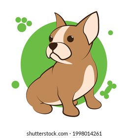 Color vector illustration cartoon on a white background of a cute French Bulldog.
