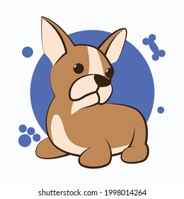 Color vector illustration cartoon on a white background of a cute French Bulldog.