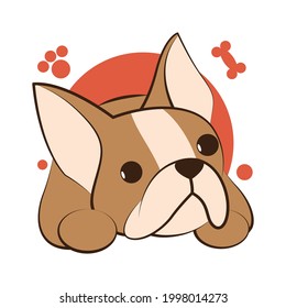 Color vector illustration cartoon on a white background of a cute French Bulldog.