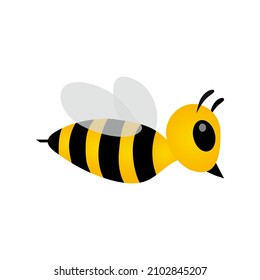 Color vector illustration in a cartoon style of a bee seen in profile. 