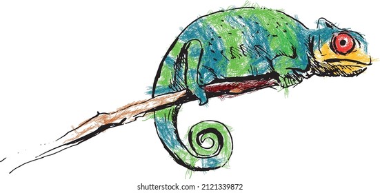 Color vector illustration of chameleon
