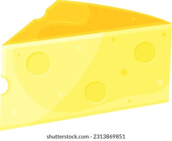 color vector illustration of cheese, slice of cheese, triangular piece of cheese, dairy products