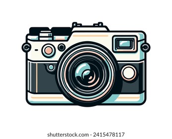 Farbvektorgrafik einer klassischen Kamera auf weißem Hintergrund
