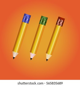 color vector illustration of colorful pencils on the color background