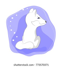 color vector illustration of cute arctic fox