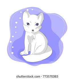 color vector illustration of cute arctic fox