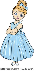 Color vector illustration: Cute Barbara in a sky blue dress
For cutting and decoration. Toping on the cake. Floral topping. Hero for the postcard. T-shirt print. Cute Notebook Stickers	