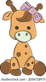 Color vector illustration: cute giraffe baby. 
For cutting and decoration. Toping on the cake. Floral topping. Hero for the postcard. T-shirt print. Cute Notebook Stickers	