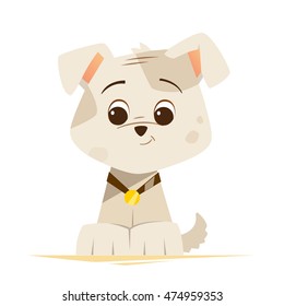 Color vector illustration of cute little funny dog puppy
