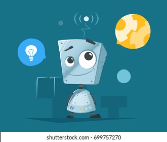 Color vector illustration of cute little robot