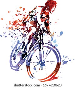 Color vector illustration of cyclist