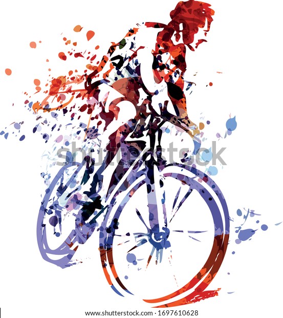 Color Vector Illustration Cyclist Stock Vector (Royalty Free) 1697610628