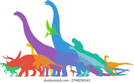 Color vector illustration with dinosaurs
