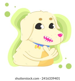 color vector illustration with dog. cream labrador smiles and shows like