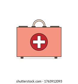 Color vector illustration, first aid kit isolated on white background, design, icon, sign