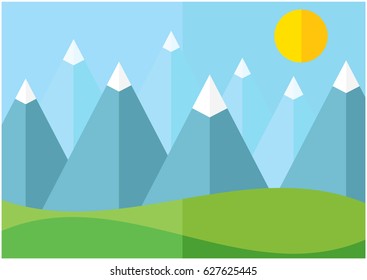 color vector illustration of flat design mountains
