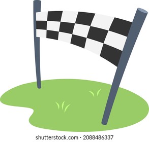 Color vector illustration, flat style of a goal with grass floor.