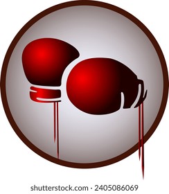 ilustración de vector de color en forma de icono de pegatina con la imagen de guantes de boxeo para impresiones y diseño en un estilo deportivo
