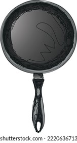 ilustración del vector de color de la sartén