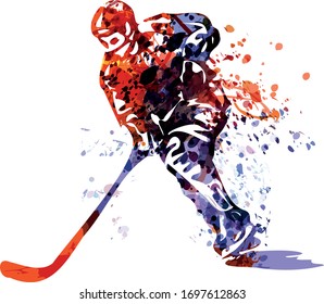 Color vector illustration of hockey player