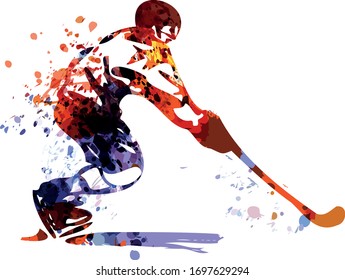Color vector illustration of hockey player