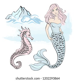 Color Vector illustration ICE MERMAID