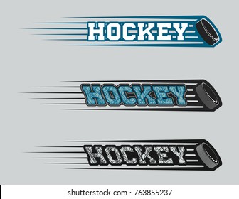 color vector illustration with the image of a logo of a flying hockey pucks