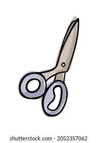color vector illustration of kitchen scissors Cooking tool in doodle style on isolated background