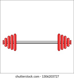  The  color vector illustration of the large metal barbell  isolated on the white background