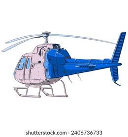 Color vector illustration of a light passenger helicopter.
