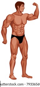 color vector illustration - man-bodybuilder with rippling muscles