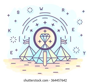 Color vector illustration of a modern linear style. The comparison and selection of best solutions, business skill, destination search.