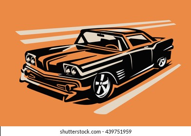 color vector illustration of retro car poster