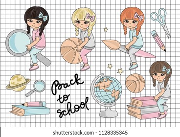 Color Vector Illustration Set BACK TO SCHOOL