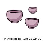 color vector illustration of a set of bowls. A doodle-style cooking tool on an isolated background 