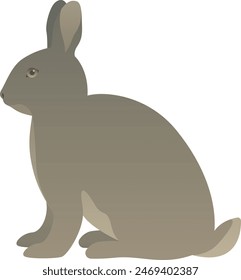 Color vector illustration of sitting rabbit or bunny side view. Wild small mammal animal isolated on white background. Wildlife of the world.