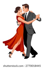 Color vector illustration of tango dancing couple