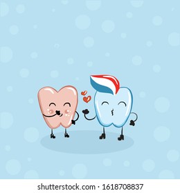 Color vector illustration of tooth drawings for Valentine day.