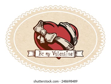 Color vector illustration of Valentine heart with a bow-knot