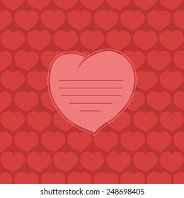 color vector illustration of Valentine hearts on red background. Place to insert your text.