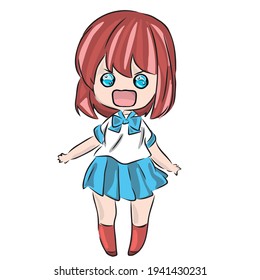 Color vector  illustration. Very embarrassed baby in manga style.
For cutting and decoration. Toping on the cake. Floral topping. Hero for the postcard. T-shirt print.