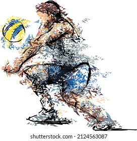 Color vector illustration of volleyball player