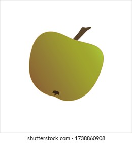 Color Vector illustration of whole green apple, Fruit Illustration, design. Healthy food. Outline drawing.