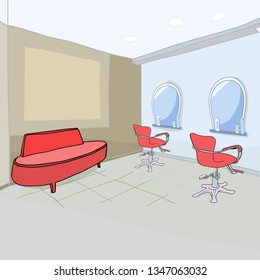 Color vector illustration, workplace of master hairdresser, salon interior