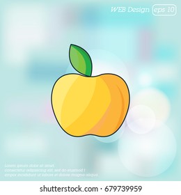 Color vector illustration. Yellow Apple icon